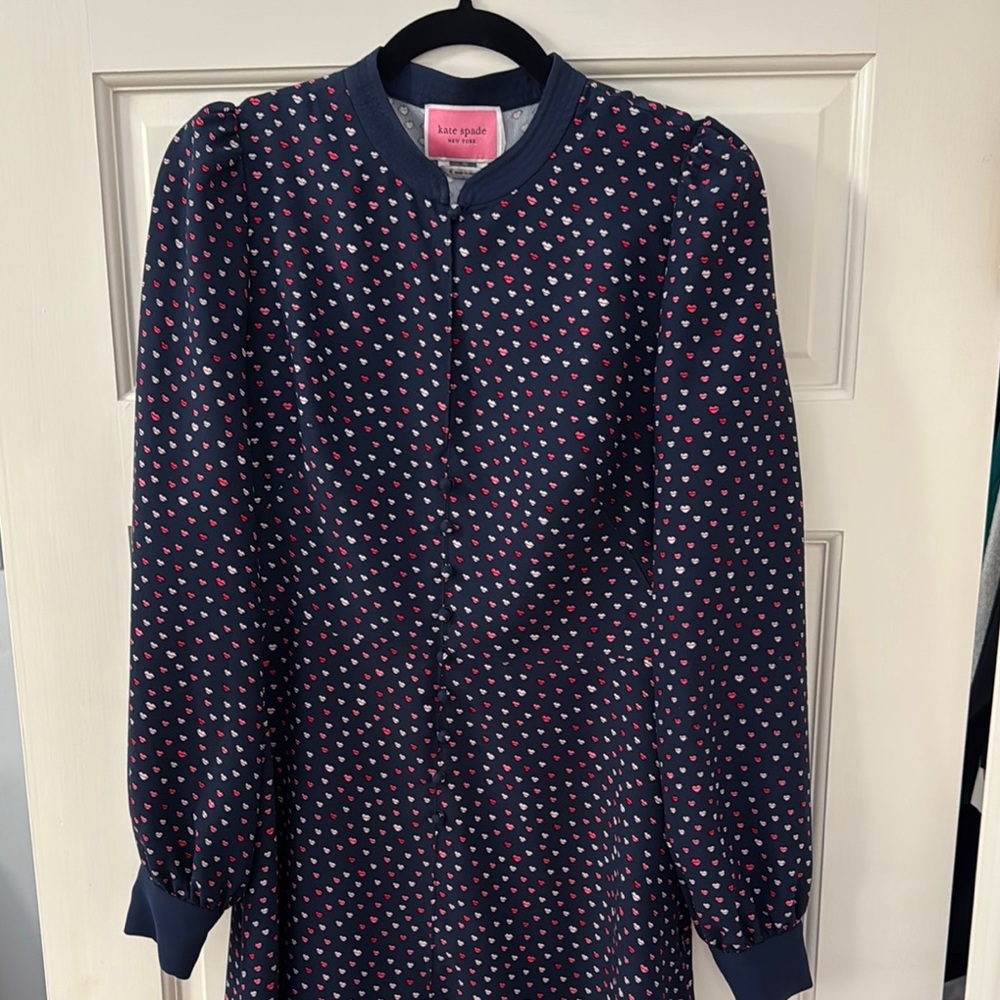 Kate Spade Navy Dress with Kissing Lip Pattern